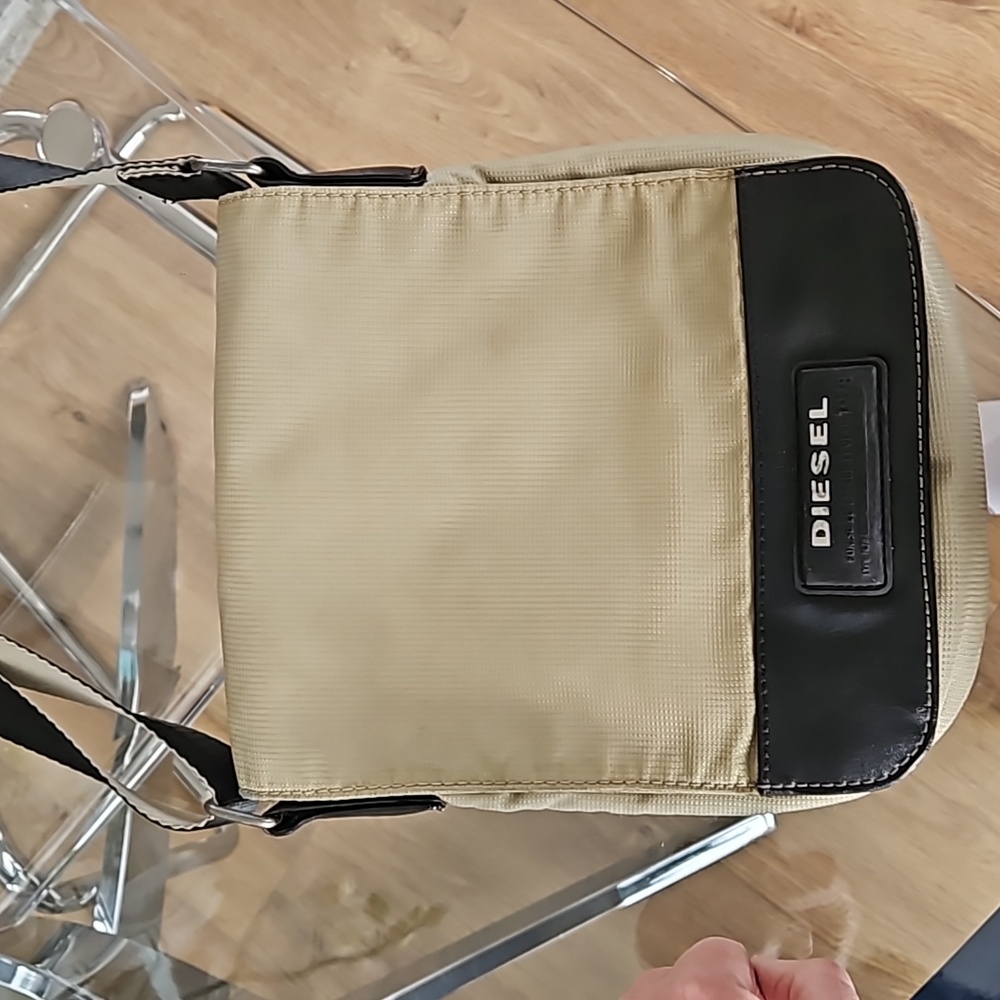 Diesel adjustable crossbody bag / shoulder bag. Beige. 8 in by 9 in